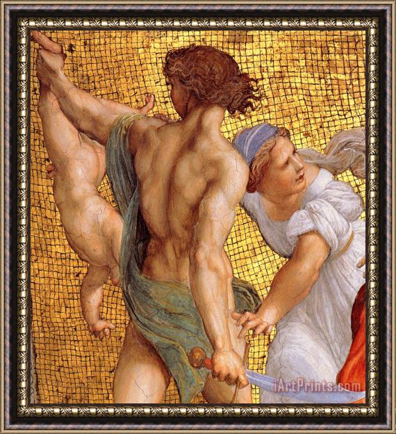 Raphael The Stanza Della Segnatura Ceiling The Judgment of Solomon [detail 1] Framed Print